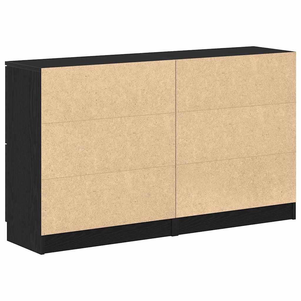 Sideboards 2er Set Schwarz Eiche 60x30x70 cm Holzwerkstoff